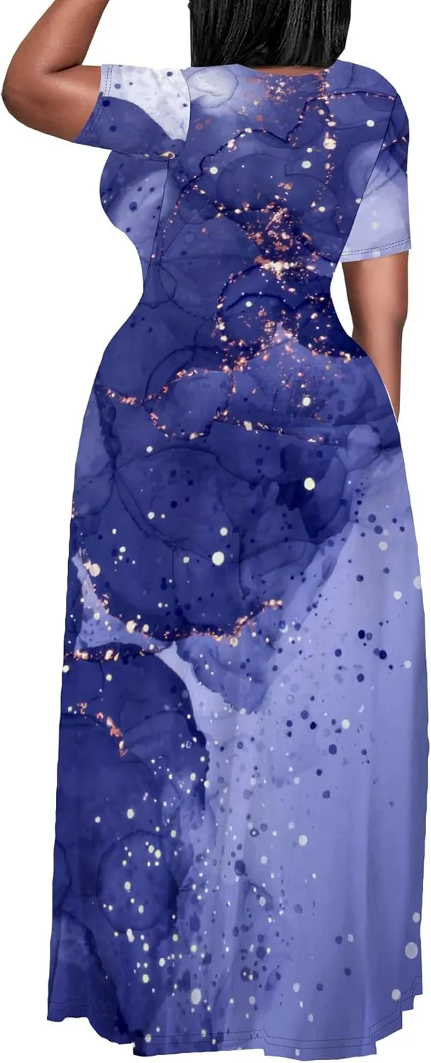 Plus Size Maxi Dresses for Curvy Women T-Shirt Summer Sun Dresses Loose Fit