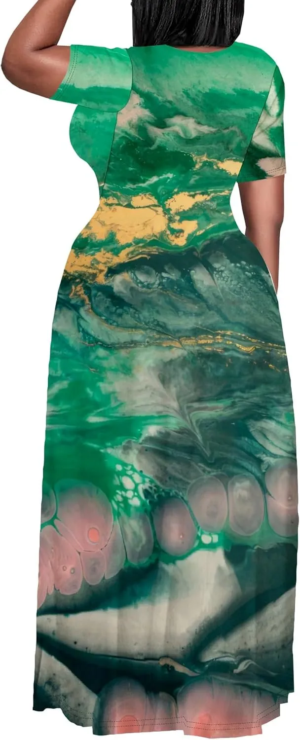 Plus Size Maxi Dresses for Curvy Women T-Shirt Summer Sun Dresses Loose Fit