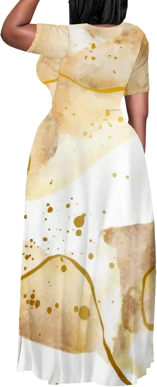 Plus Size Maxi Dresses for Curvy Women T-Shirt Summer Sun Dresses Loose Fit