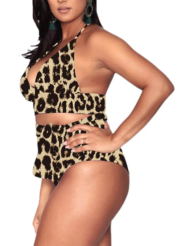 Plus Size Two Piece Bikini Swimsuits USA Flag Print Tummy Control Bathing Suits