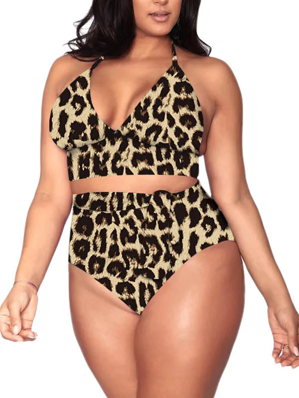 Plus Size Two Piece Bikini Swimsuits USA Flag Print Tummy Control Bathing Suits