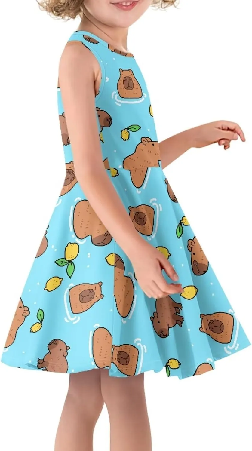 POLERO Mushroom Dress for Girls Summer Casual Party A-Line Midi Tank Dress Sleeveless Sundress for Kids 3-16 Years