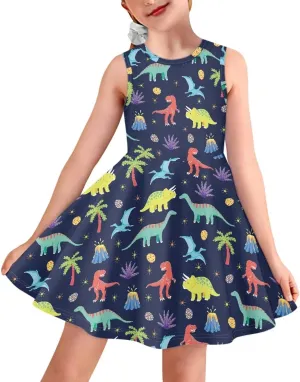 POLERO Mushroom Dress for Girls Summer Casual Party A-Line Midi Tank Dress Sleeveless Sundress for Kids 3-16 Years