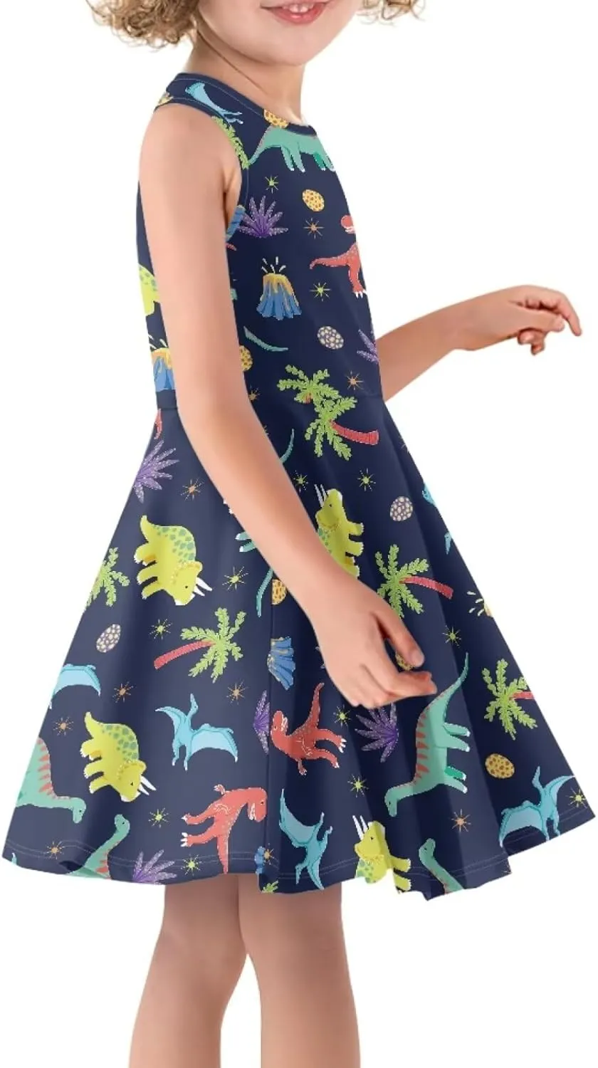 POLERO Mushroom Dress for Girls Summer Casual Party A-Line Midi Tank Dress Sleeveless Sundress for Kids 3-16 Years