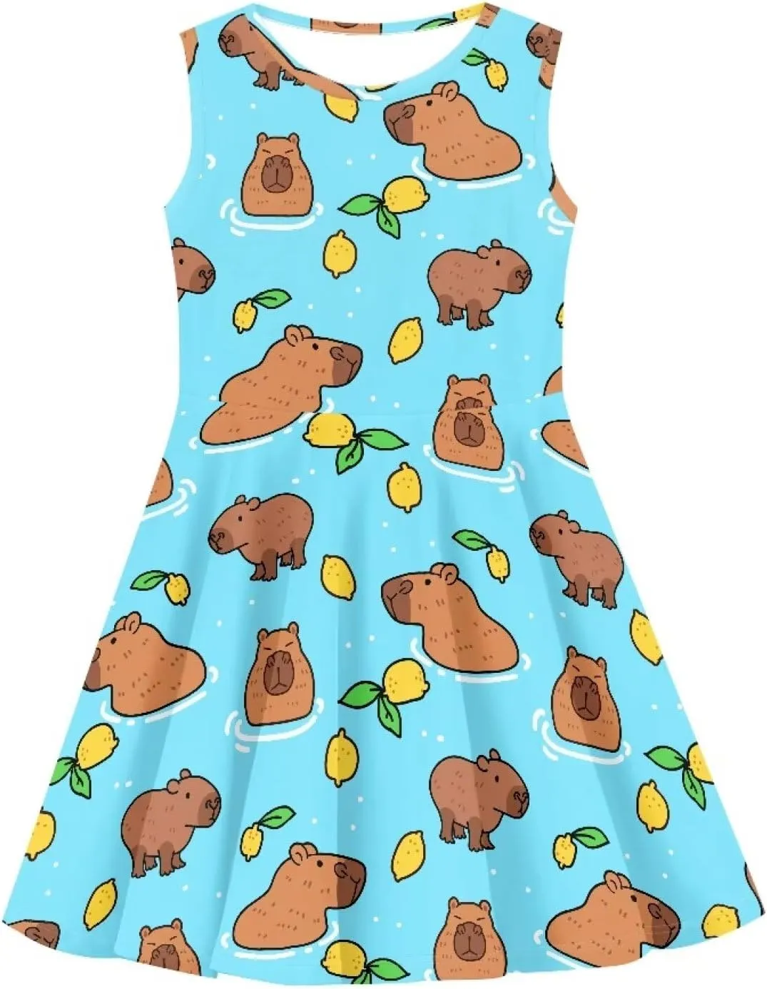 POLERO Mushroom Dress for Girls Summer Casual Party A-Line Midi Tank Dress Sleeveless Sundress for Kids 3-16 Years