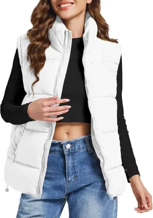 Polu Puffer Vest Women Zip Up Stand Collar Sleeveless Down Vests Oversized Padded Gilet Jacket