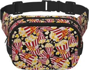 Popcorn Print Fanny Pack Belt Bag For Women And Men, Fashionable Waist Pack For Traveling, Hiking