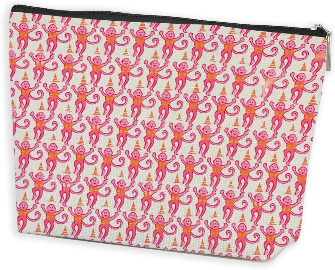 Preppy Stuff Makeup Bag Preppy Monkey Gifts Lined Cosmetic Bag Preppy Girl Stuff Preppy Gifts for Women Girls Monkey Lovers Daughter Best Friends Bestie Graduation Birthday Gifts Travel Toiletry Bag