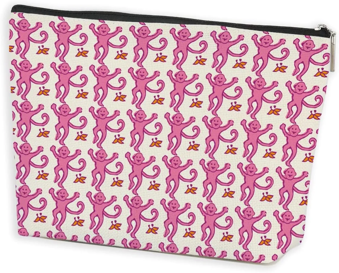 Preppy Stuff Makeup Bag Preppy Monkey Gifts Lined Cosmetic Bag Preppy Girl Stuff Preppy Gifts for Women Girls Monkey Lovers Daughter Best Friends Wife Graduation Birthday Gifts Travel Toiletry Bag