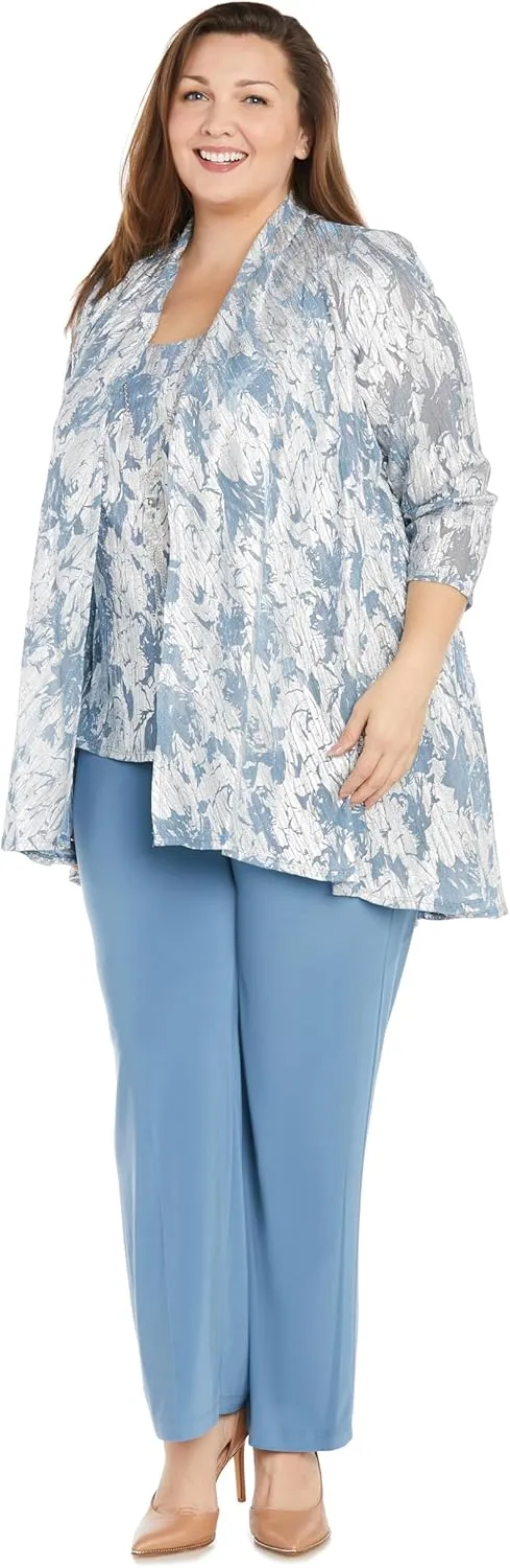 R&M Richards Womens Metallic One-Button Suit