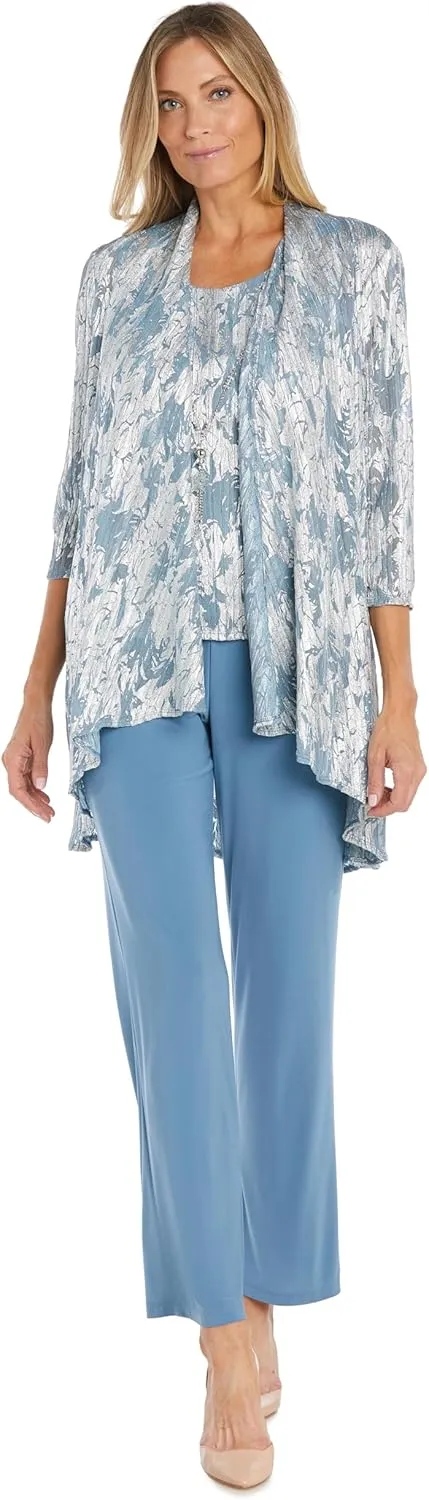 R&M Richards Womens Metallic One-Button Suit