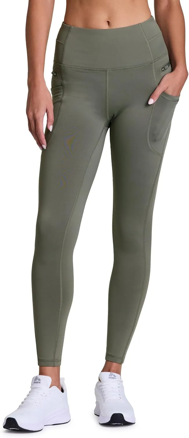 RBX Fleece-Lined Leggings for Women Yoga Pants with Pockets Gym Pants for Cold Weather Full-Length Leggings for Running Yoga