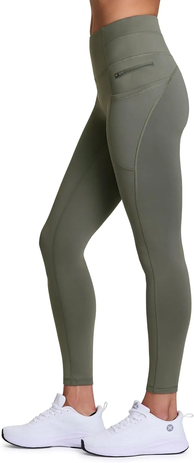RBX Fleece-Lined Leggings for Women Yoga Pants with Pockets Gym Pants for Cold Weather Full-Length Leggings for Running Yoga