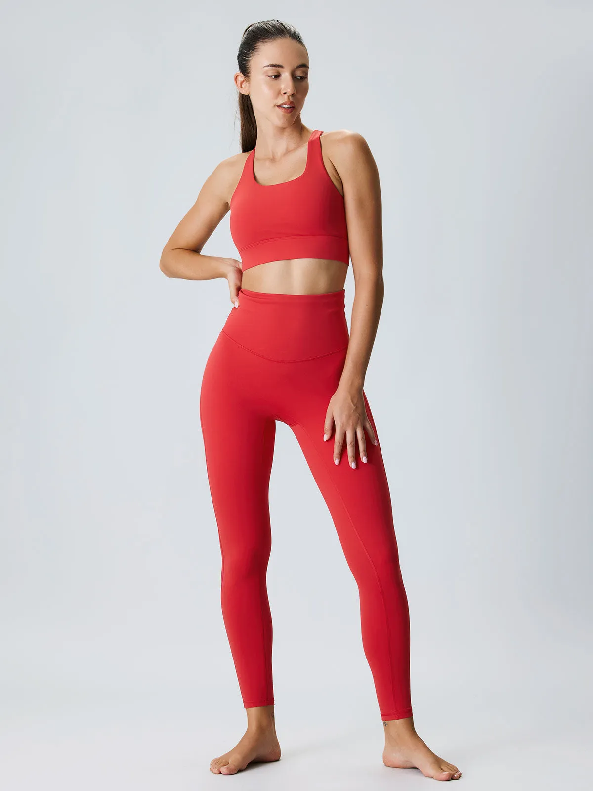 Red Natural Waisted Leggings 24”