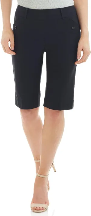 Rekucci Women's Ease Into Comfort Modern Pull-On Bermuda Short with Pockets