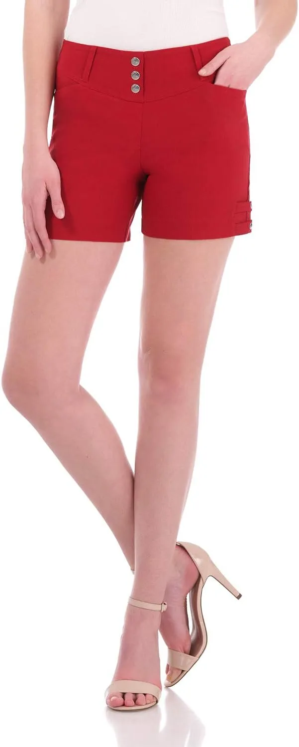 Rekucci Women's Ease into Comfort Stretchable Pull-On 5 inch Slimming Tab Short