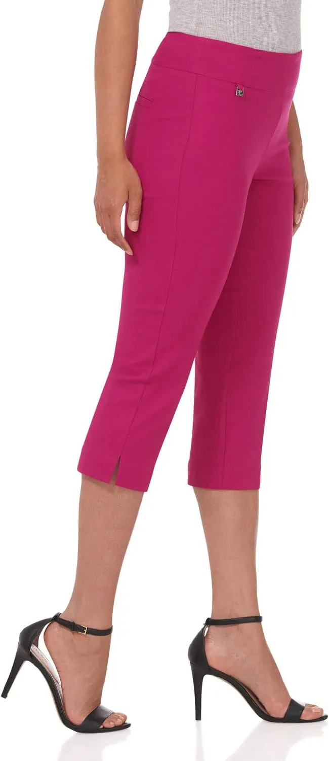Rekucci Women's Straight Leg Comfort Capri w/Tummy Control and Secret Pocket