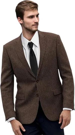 Retro Mens Suit Blazer Tweed Herringbone Suit Jackets Slim Fit Sport Coats Prom Business Casual Tux Wedding Blazers