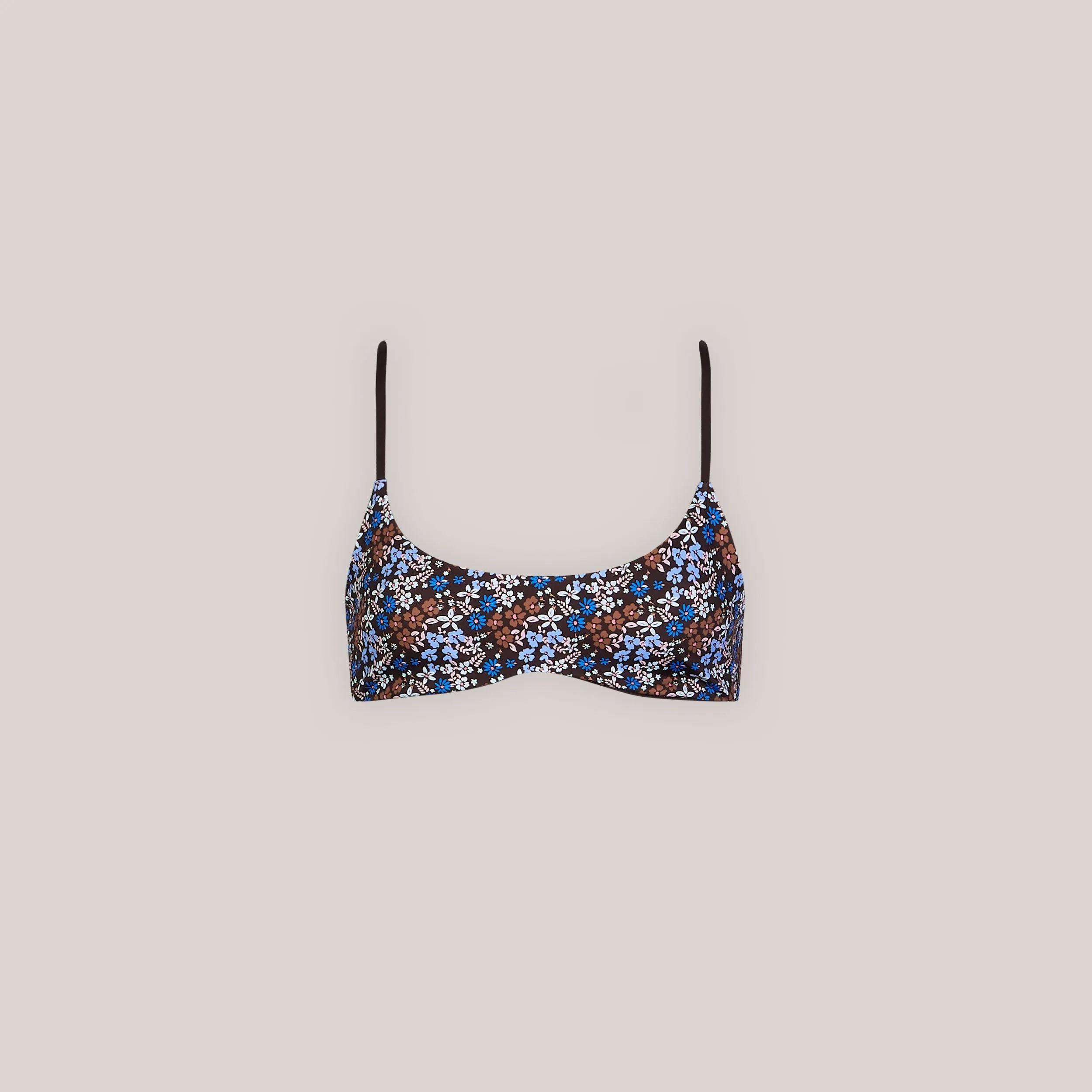 Reversible Bralette Bikini Top - Brown/Floral