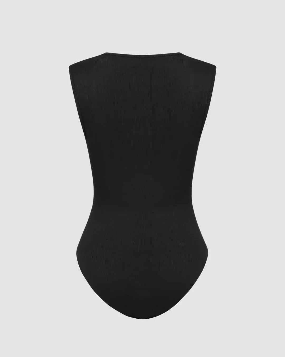 Rib Knit Square Neck Bodysuit in Black