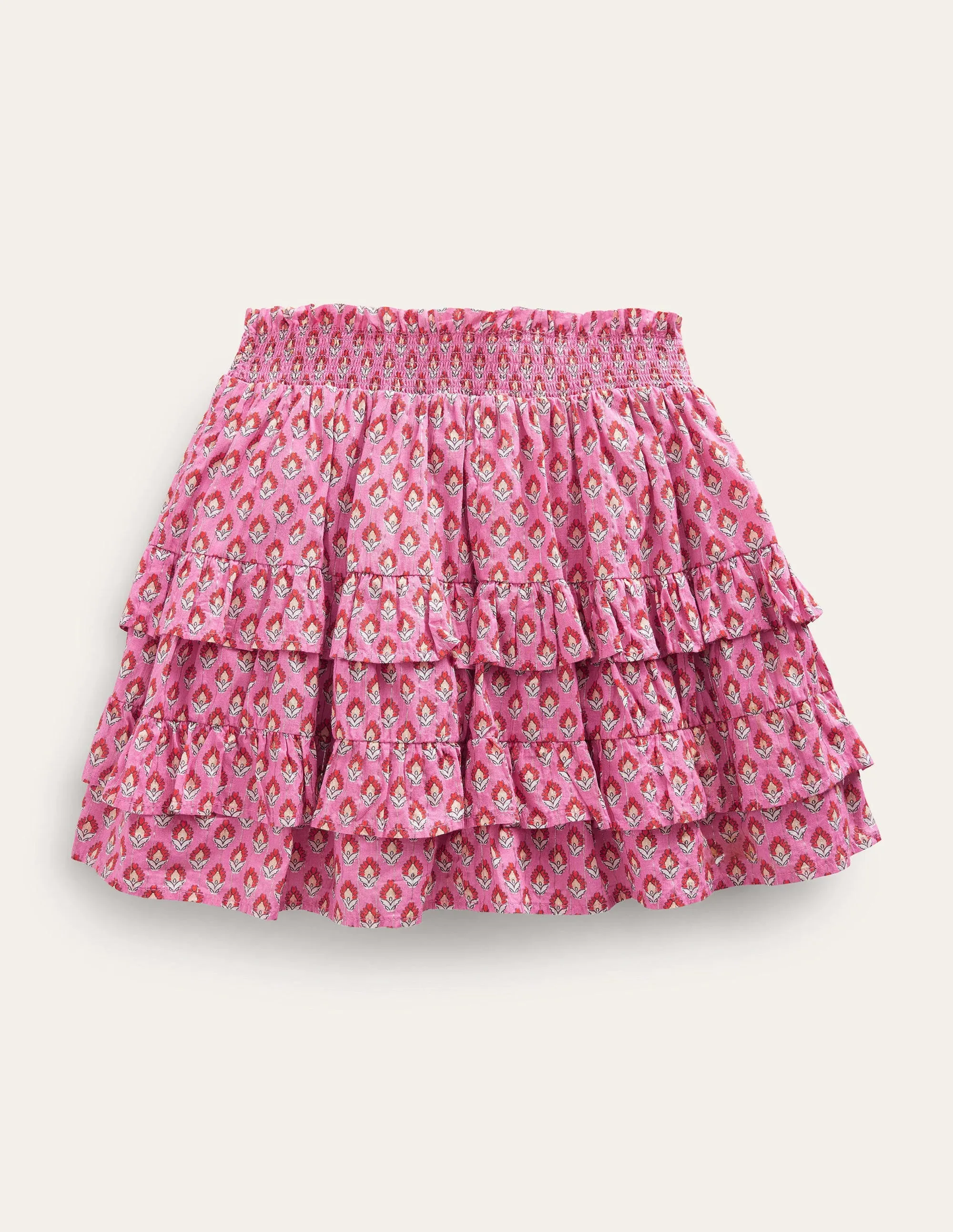 Ruffle Mini Skort-Azalea Woodblock