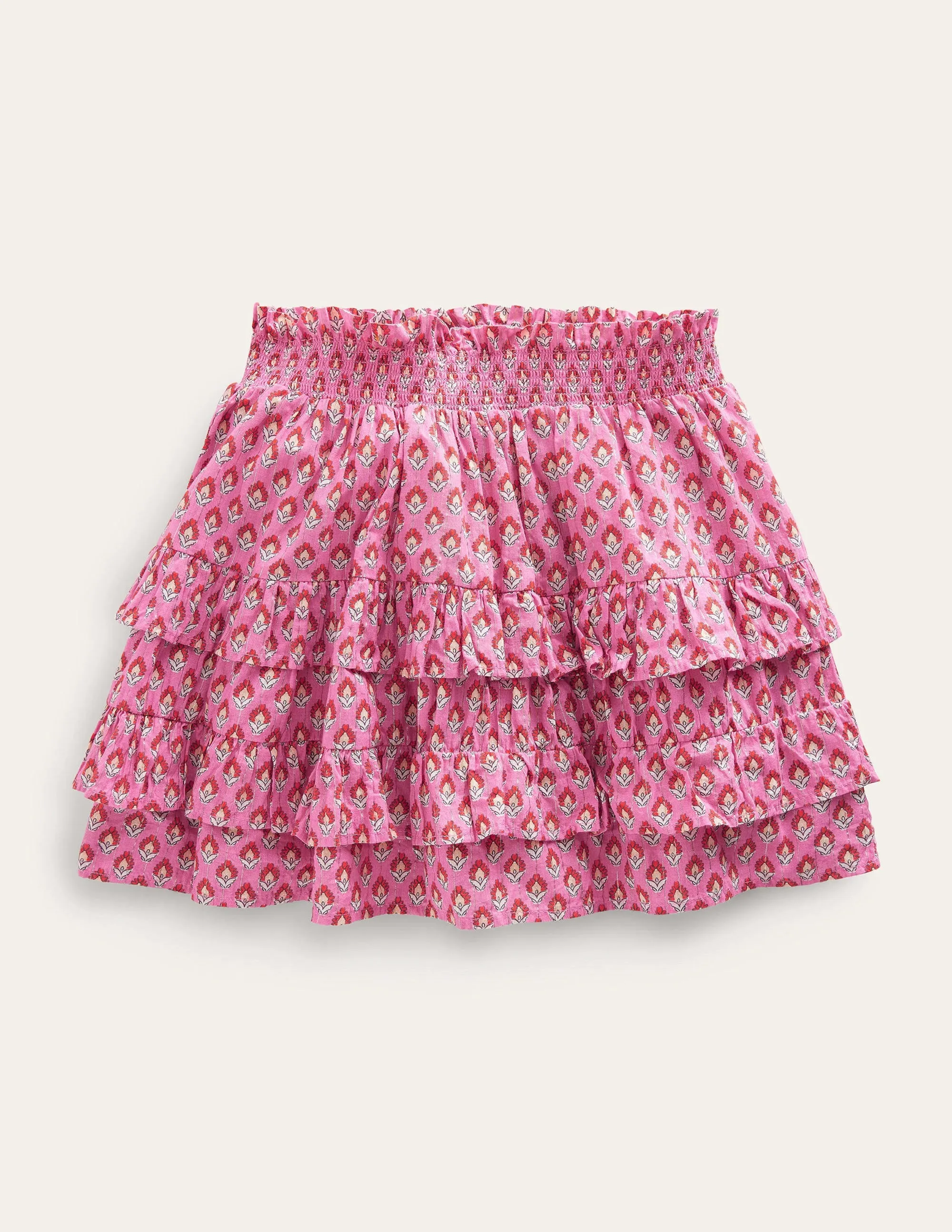 Ruffle Mini Skort-Azalea Woodblock