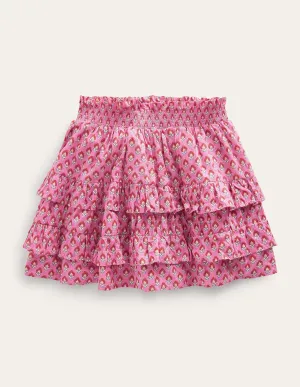 Ruffle Mini Skort-Azalea Woodblock