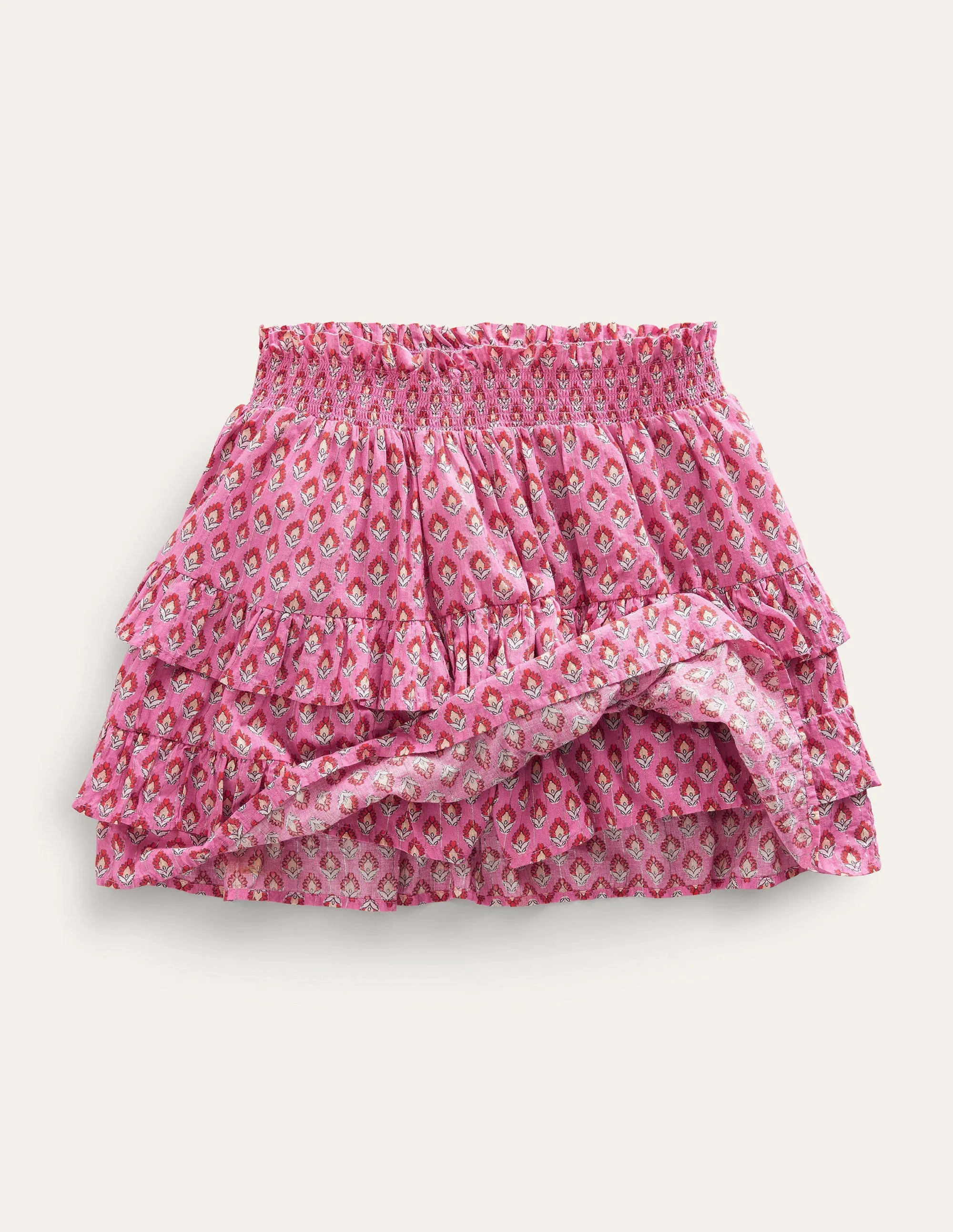Ruffle Mini Skort-Azalea Woodblock