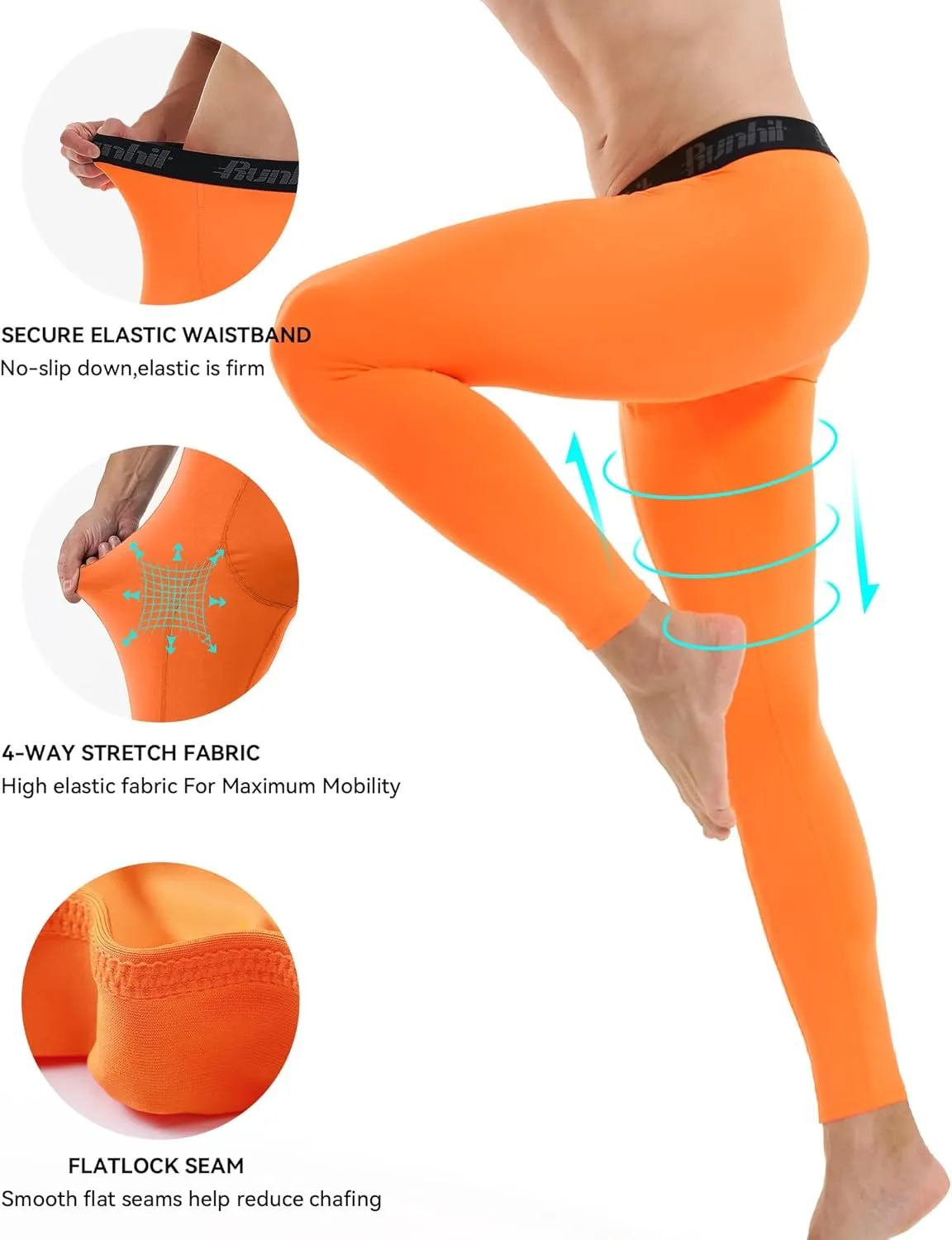 Runhit Mens Compression Pants Running Tights Workout Leggings Athletic Base Layer Pants for Sports Yoga Basketball