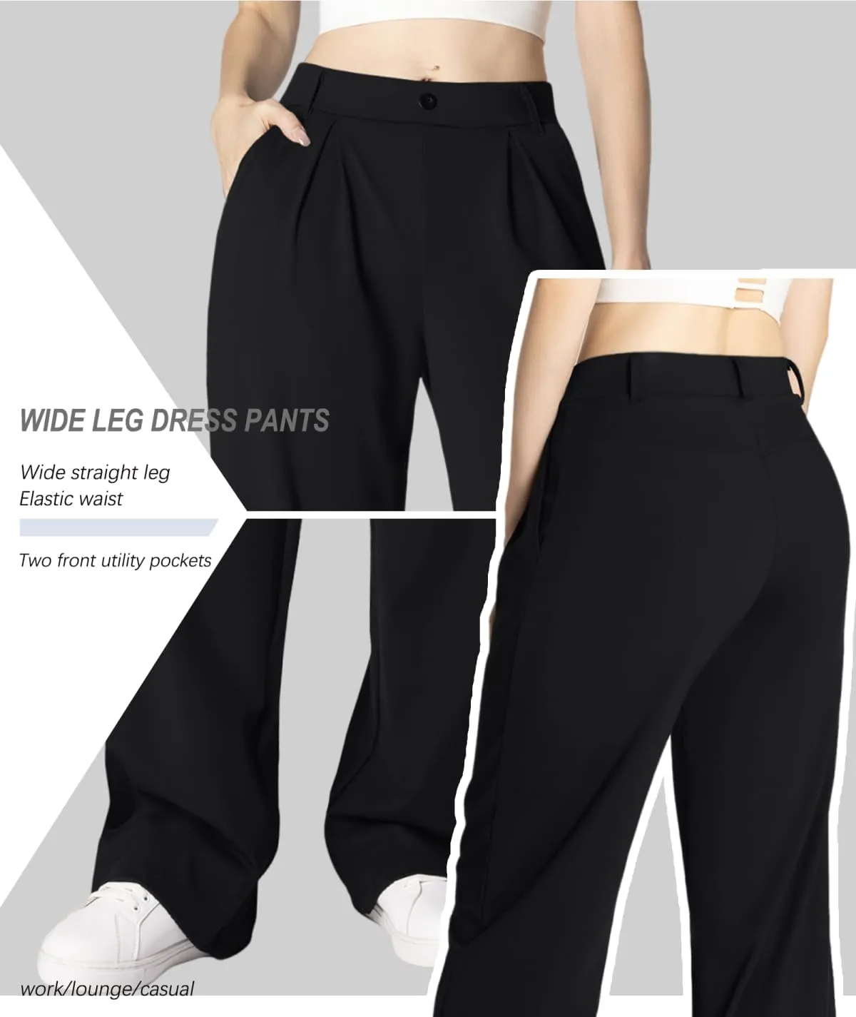 Safort Wide Leg Pants Women Dress Pants 28"/31"/34" Business Casual Trousers Work Office Loose Slacks Belt Loops Pockets