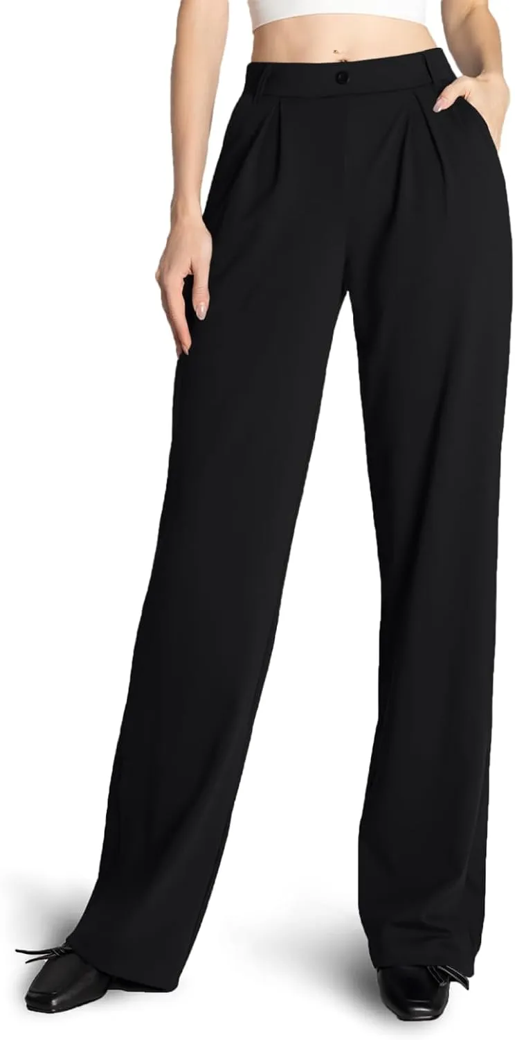 Safort Wide Leg Pants Women Dress Pants 28"/31"/34" Business Casual Trousers Work Office Loose Slacks Belt Loops Pockets