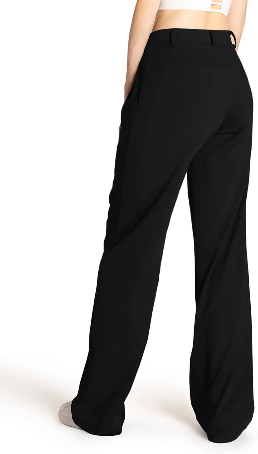 Safort Wide Leg Pants Women Dress Pants 28"/31"/34" Business Casual Trousers Work Office Loose Slacks Belt Loops Pockets
