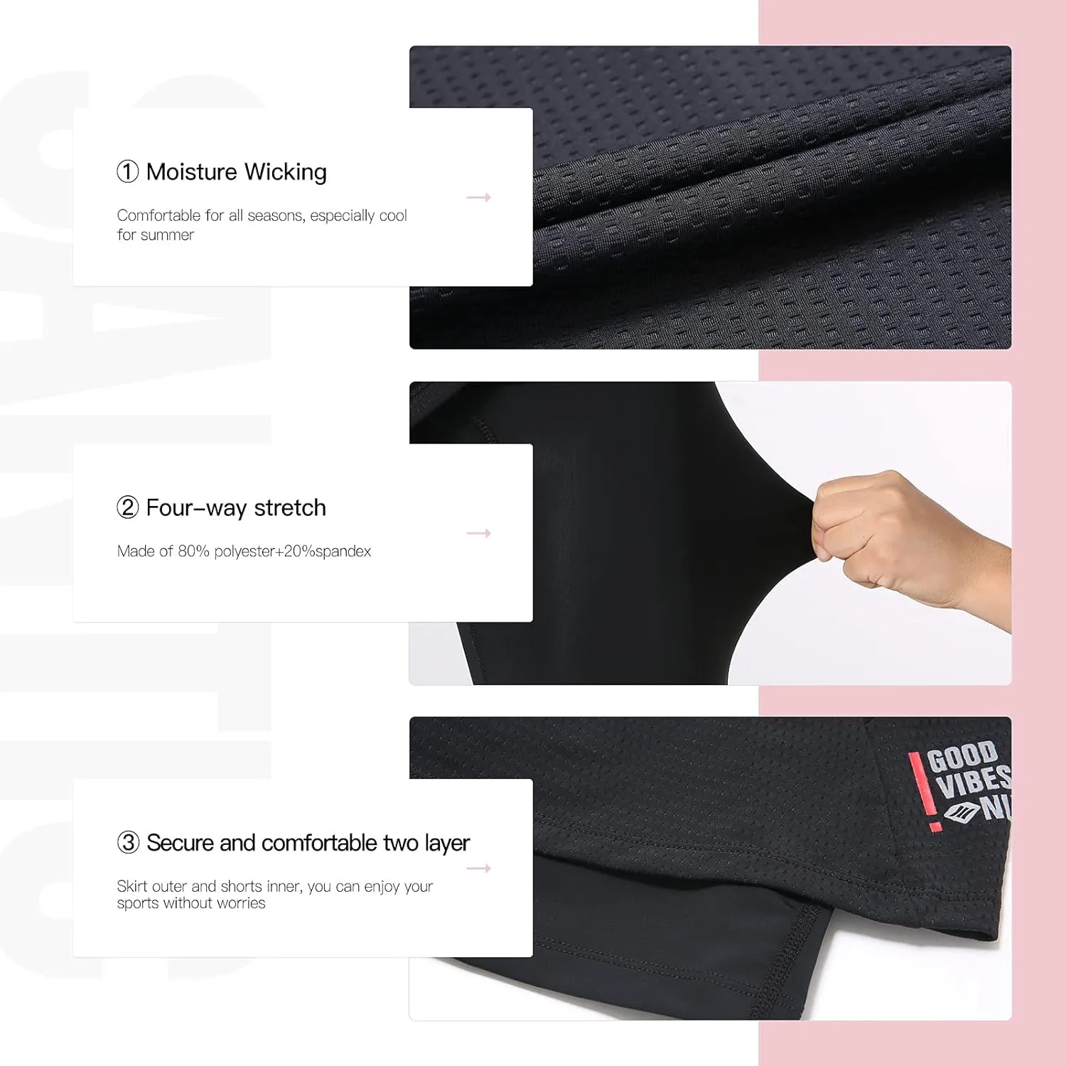 Santic Women's Cycling Skirts with Padded Shorts,Summer Breathable Reflective Bike Skirts