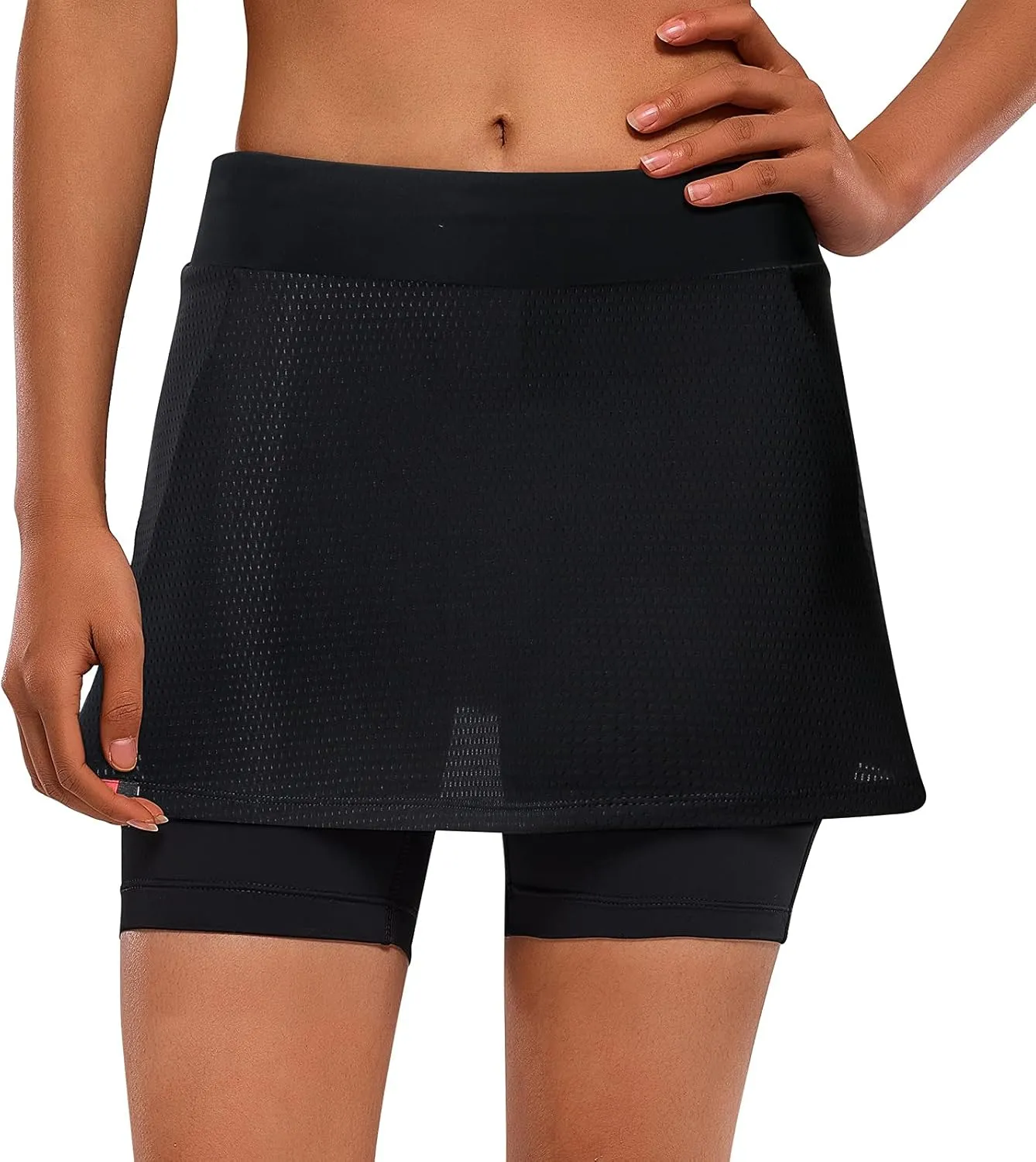 Santic Women's Cycling Skirts with Padded Shorts,Summer Breathable Reflective Bike Skirts