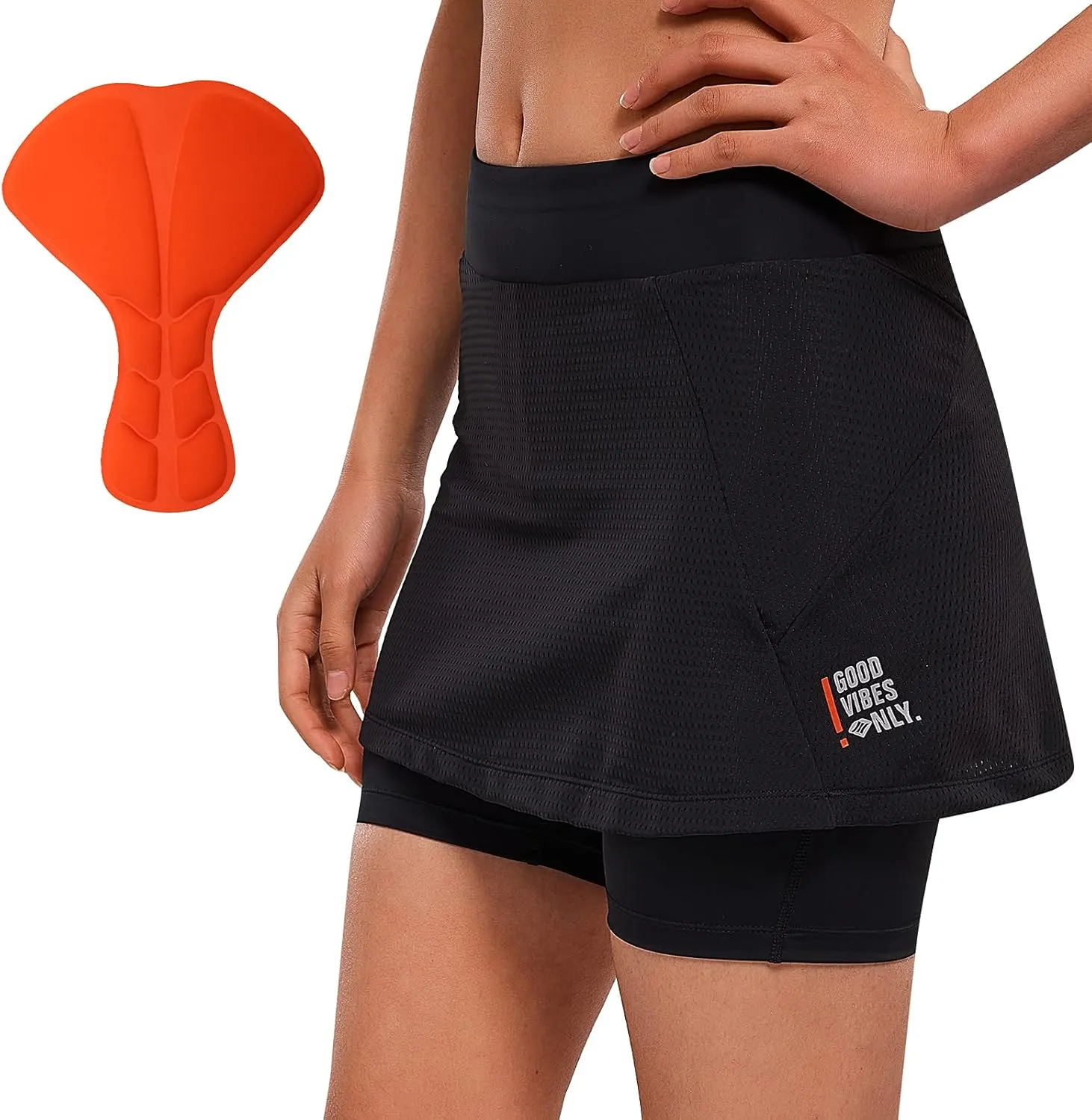 Santic Women's Cycling Skirts with Padded Shorts,Summer Breathable Reflective Bike Skirts