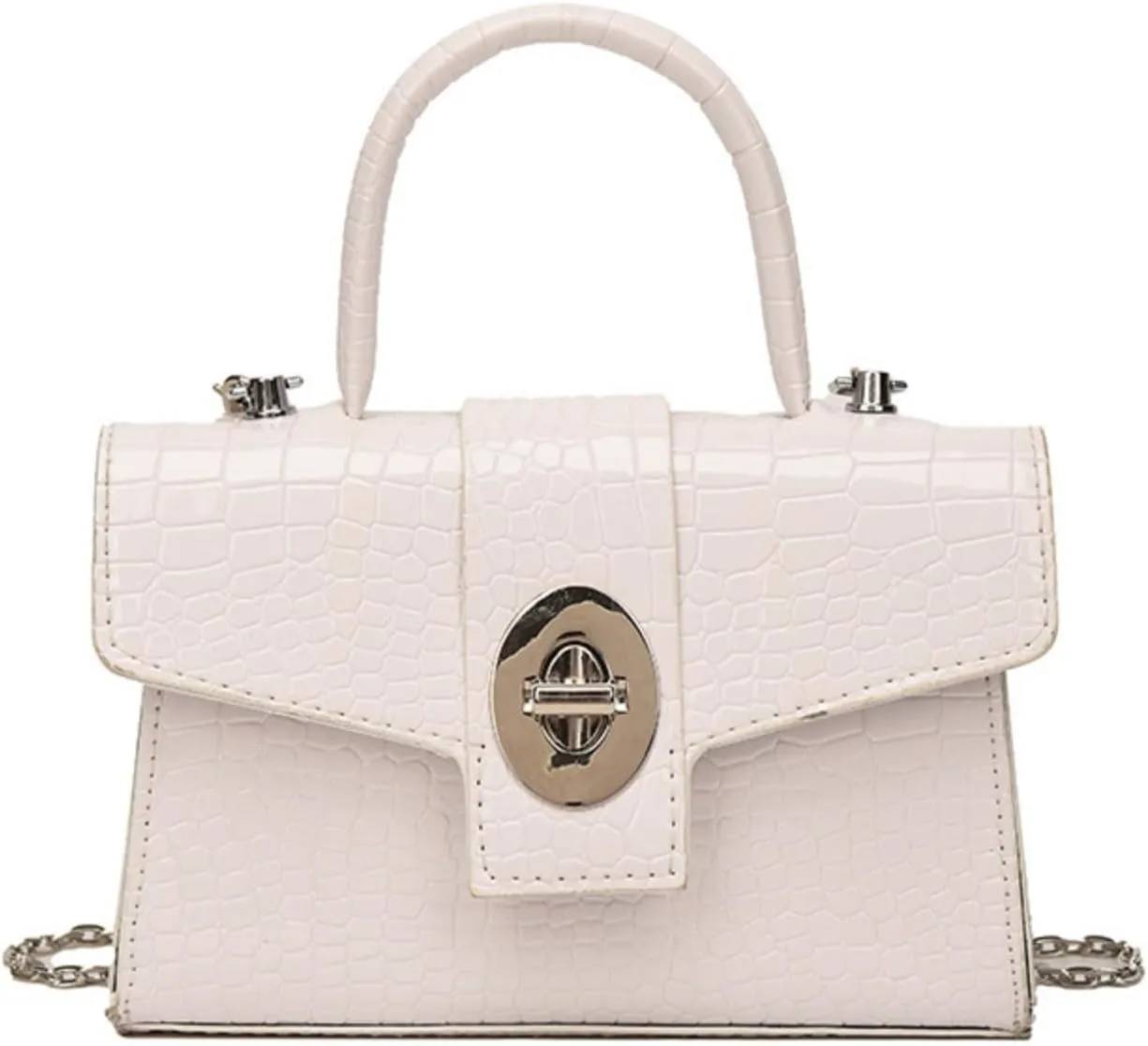 Satchel Purse for Women, Small Trendy Crocodile Print Shoulder Bag Luxury Underarm Crossbody Bag Top Handle Clutch Handbag