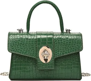 Satchel Purse for Women, Small Trendy Crocodile Print Shoulder Bag Luxury Underarm Crossbody Bag Top Handle Clutch Handbag