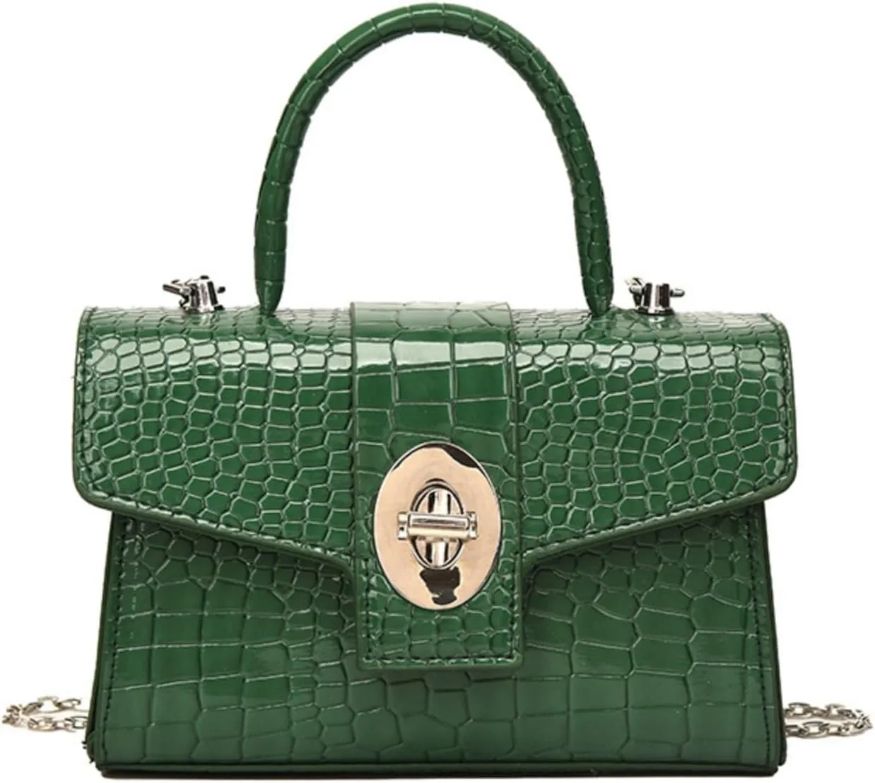 Satchel Purse for Women, Small Trendy Crocodile Print Shoulder Bag Luxury Underarm Crossbody Bag Top Handle Clutch Handbag