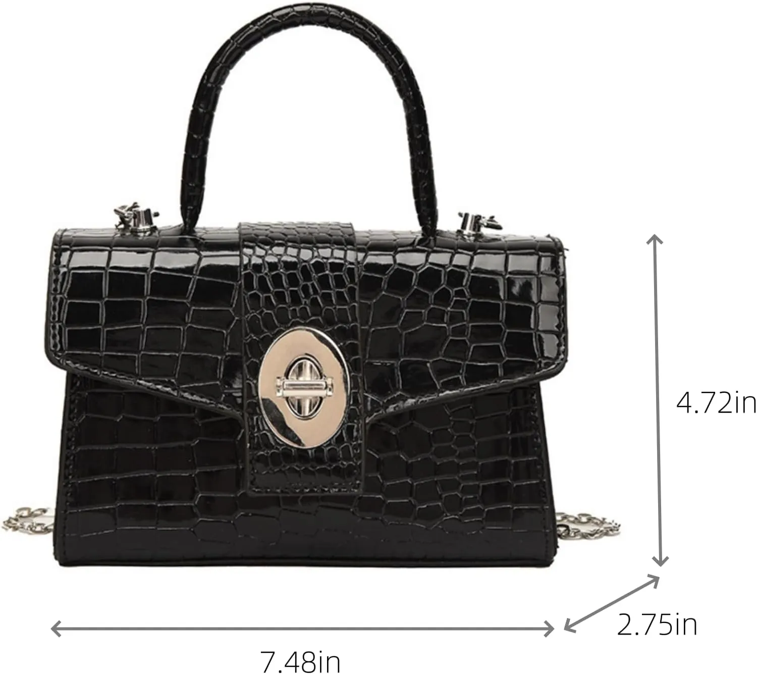 Satchel Purse for Women, Small Trendy Crocodile Print Shoulder Bag Luxury Underarm Crossbody Bag Top Handle Clutch Handbag