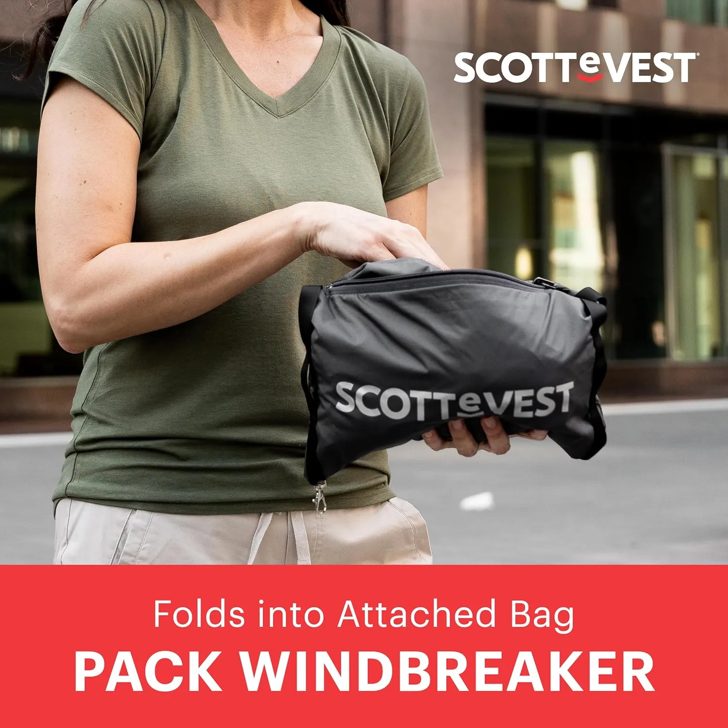 SCOTTeVEST Pack Windbreaker Jacket for Women - 19 Hidden Pockets - Lightweight Water Repellent Coat for Travel & More