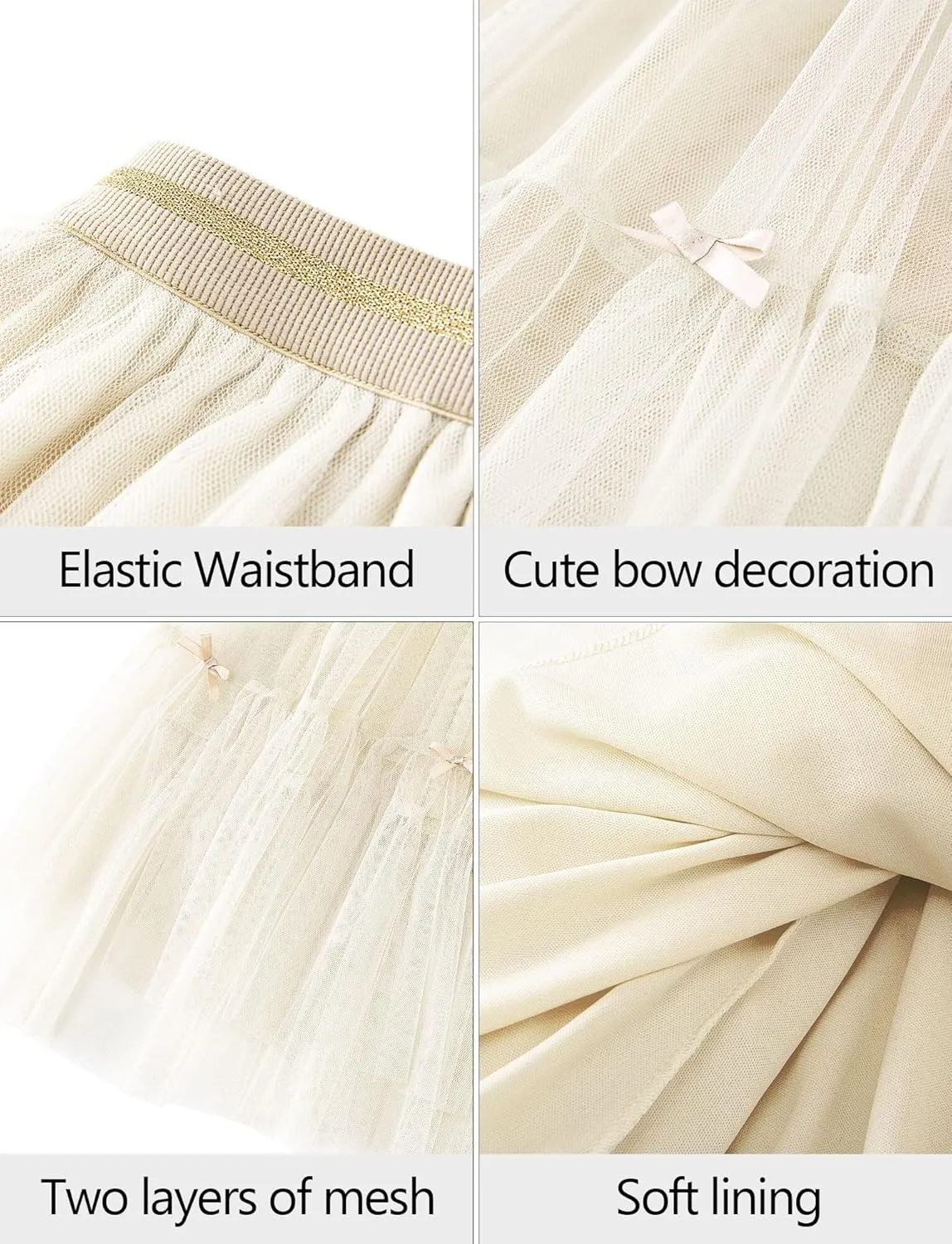 SEAUR Girls' Tulle A-line Mesh Long Tutu Skirts Casual Elastic High Waist Layered Skirt Party Princess Skirt