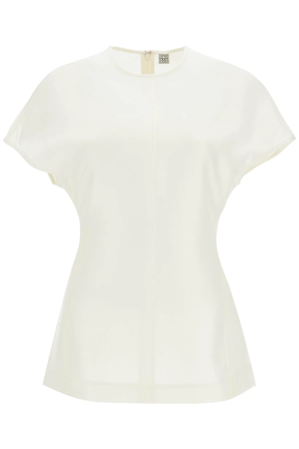 short sleeve wool and silk top in macadamia 251 WRT0399 FB0324 MACADAMIA