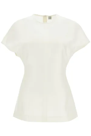short sleeve wool and silk top in macadamia 251 WRT0399 FB0324 MACADAMIA