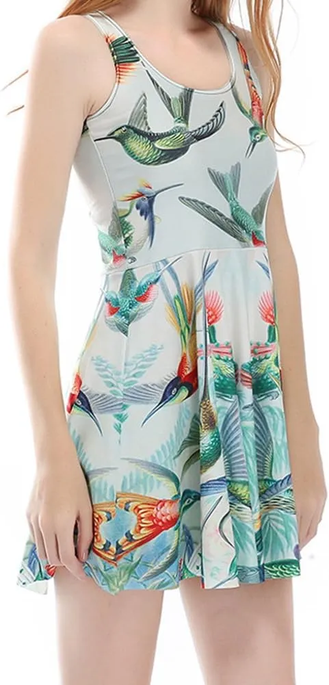 Sister Amy Women's Printed Elastic Sleeveless Breathable Camisole Skater Dress