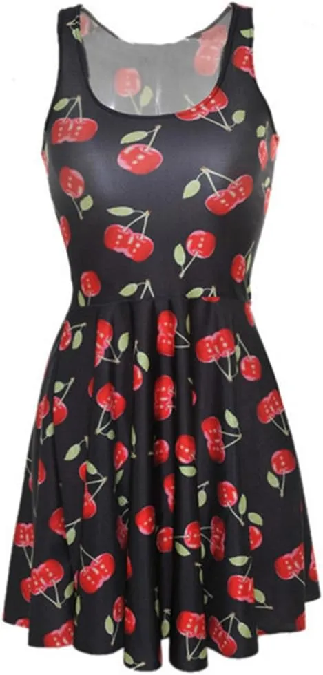 Sister Amy Women's Printed Elastic Sleeveless Breathable Camisole Skater Dress