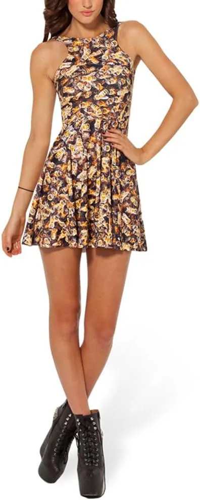 Sister Amy Women's Printed Elastic Sleeveless Breathable Camisole Skater Dress