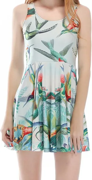 Sister Amy Women's Printed Elastic Sleeveless Breathable Camisole Skater Dress