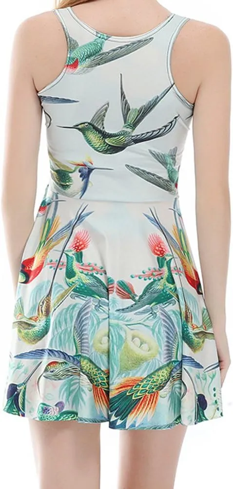 Sister Amy Women's Printed Elastic Sleeveless Breathable Camisole Skater Dress