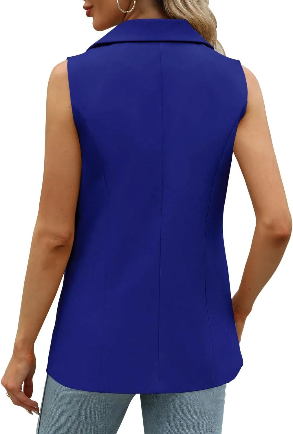 Sleeveless Blazer Vest for Women Spring 2025 Fashion Casual Lightweight Open Front Work Office Blazer Jackets with Pockets
