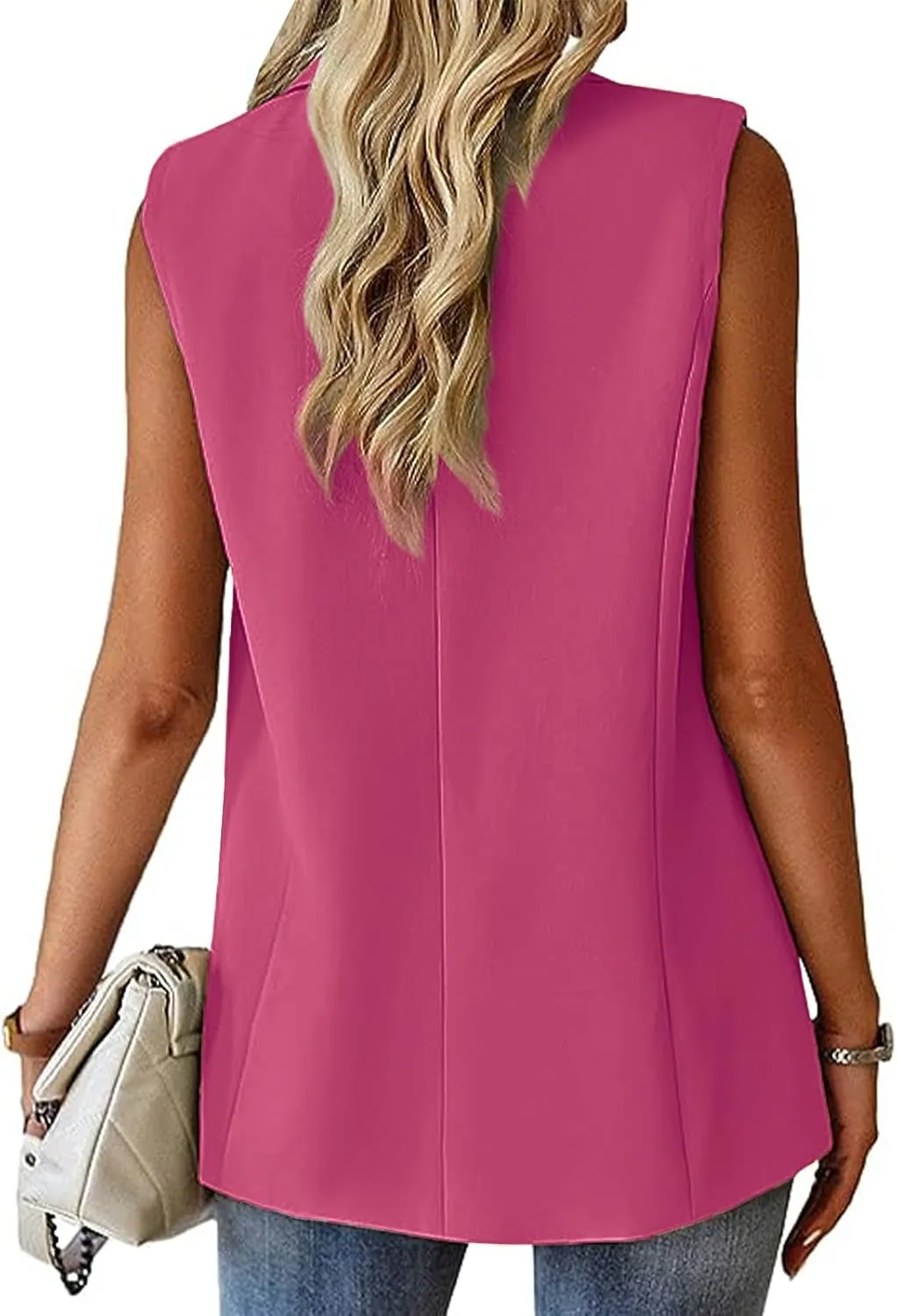 Sleeveless Blazer Vest for Women Spring 2025 Fashion Casual Lightweight Open Front Work Office Blazer Jackets with Pockets